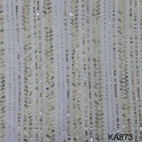 Dyeable Embroidered Sequins Georgette Fabric-KA873